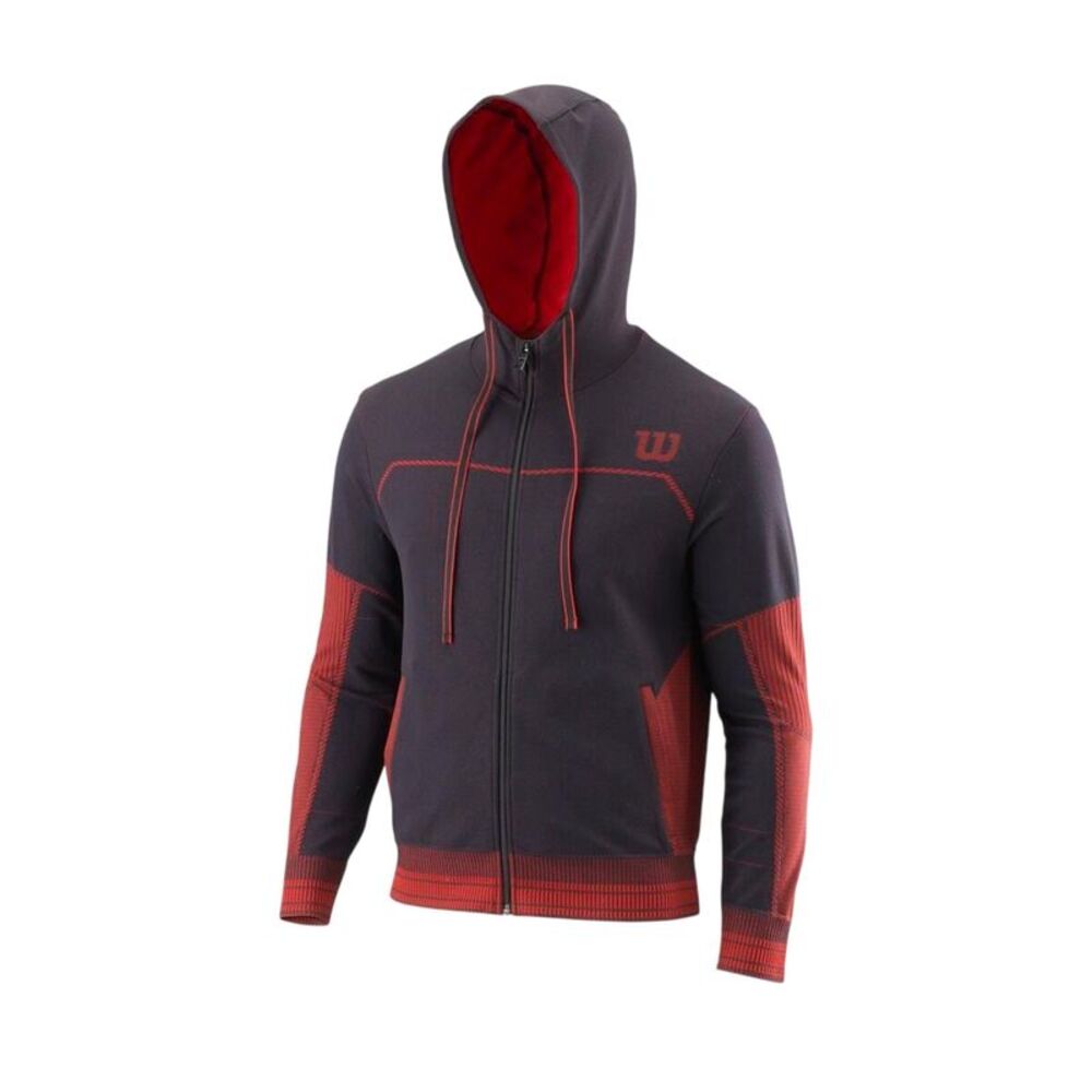 Wilson Mens Rush Logo Full Zip Hoodie / Black/Red